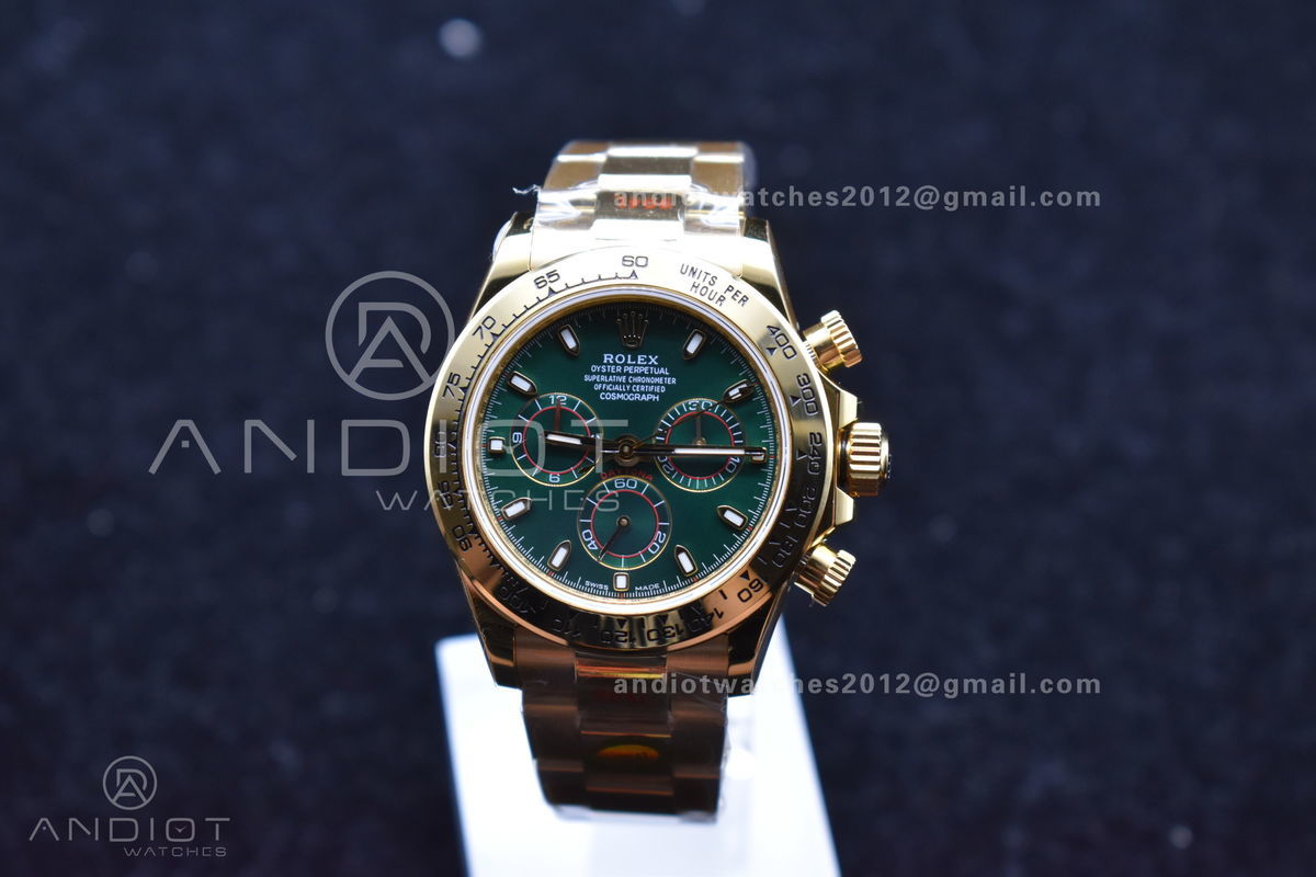 Daytona YG TWF YG Bezle Green Dial on YG Brcelet A7750